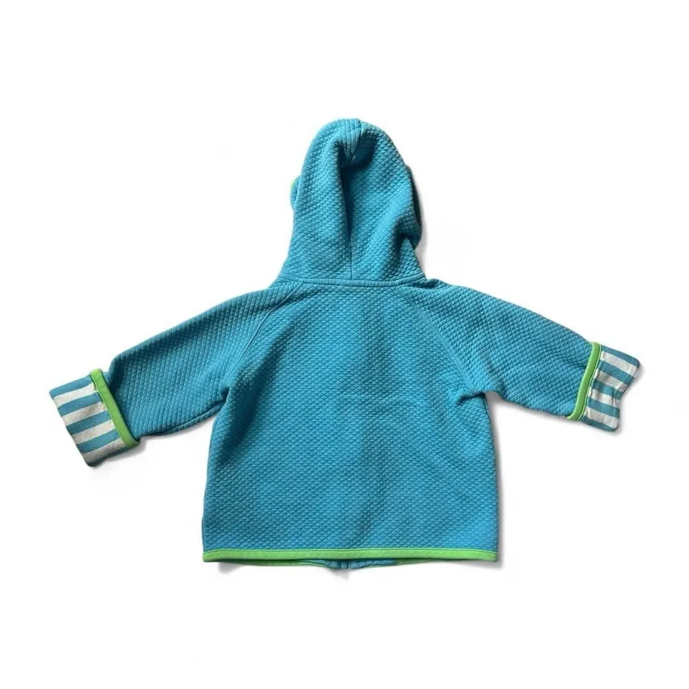Hanna Andersson Quilted Blue Hoodie Jacket 2T Dog Appliqué Scandinavian Playwear